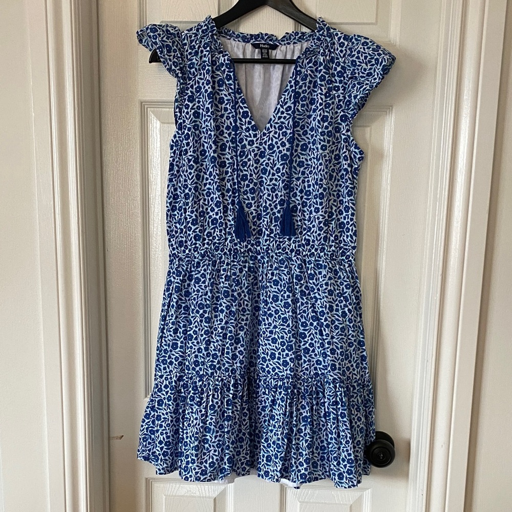 Hatley Blue and White Patterned Mini Dress